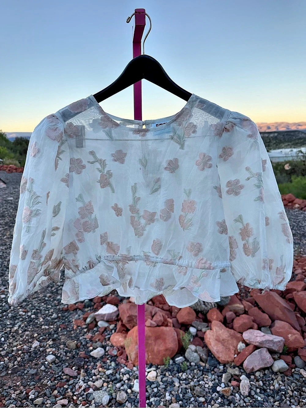 Future Collective Gabriella Karefa-Johnson Sheer Floral Puff Sleeve Blouse Style